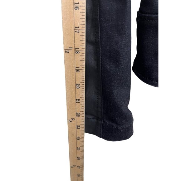 7 for All Mankind Black Denim Faux Leather Zip-up Moto Jacket size L - Picture 6 of 9